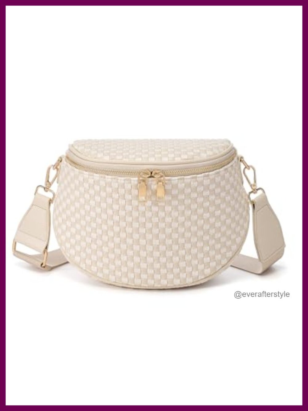 Woven Checkered Crossbody Bum Bag PU Leather Fanny Pack Belt Bag Women